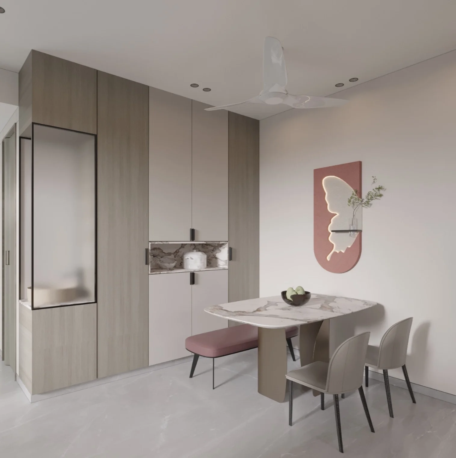 Infinity Sky dining space with refined residential styling